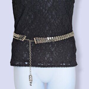 (2/$20) V. Silver Circles Dangling Tassel Belt
